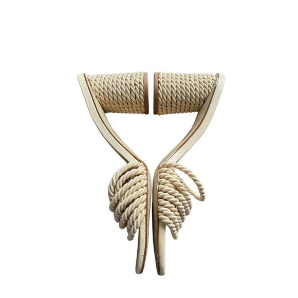 Steve Madden Jolina Block Heel Cream Slip On Open Toe Sandals Size 8 - Picture 5 of 7